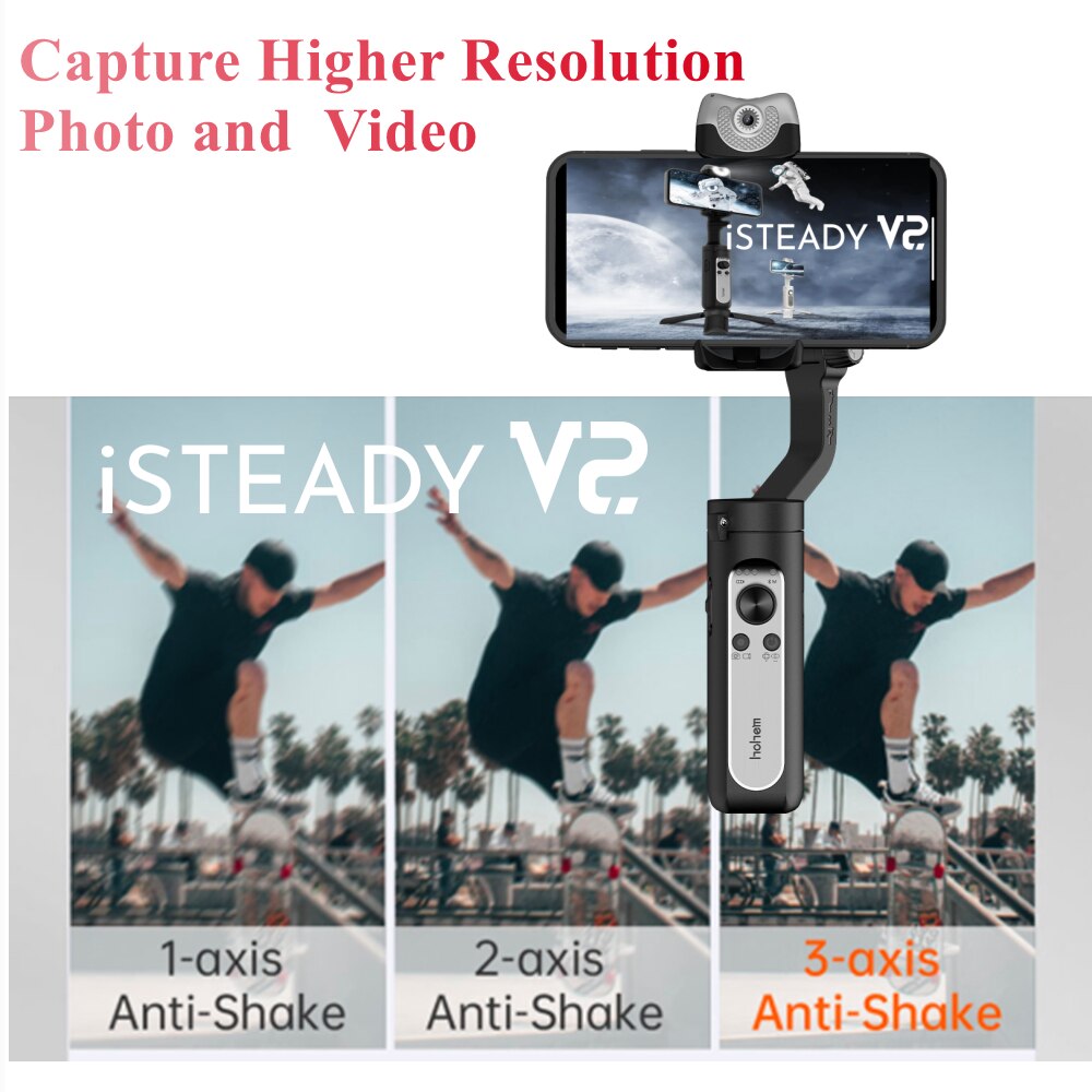 Hohem iSteady V2 AI Tracking Gimbal 3-Axis Foldable Handheld 259g Gesture Control Stabilizer Creative Vlog for iPhone13 Pro/Max