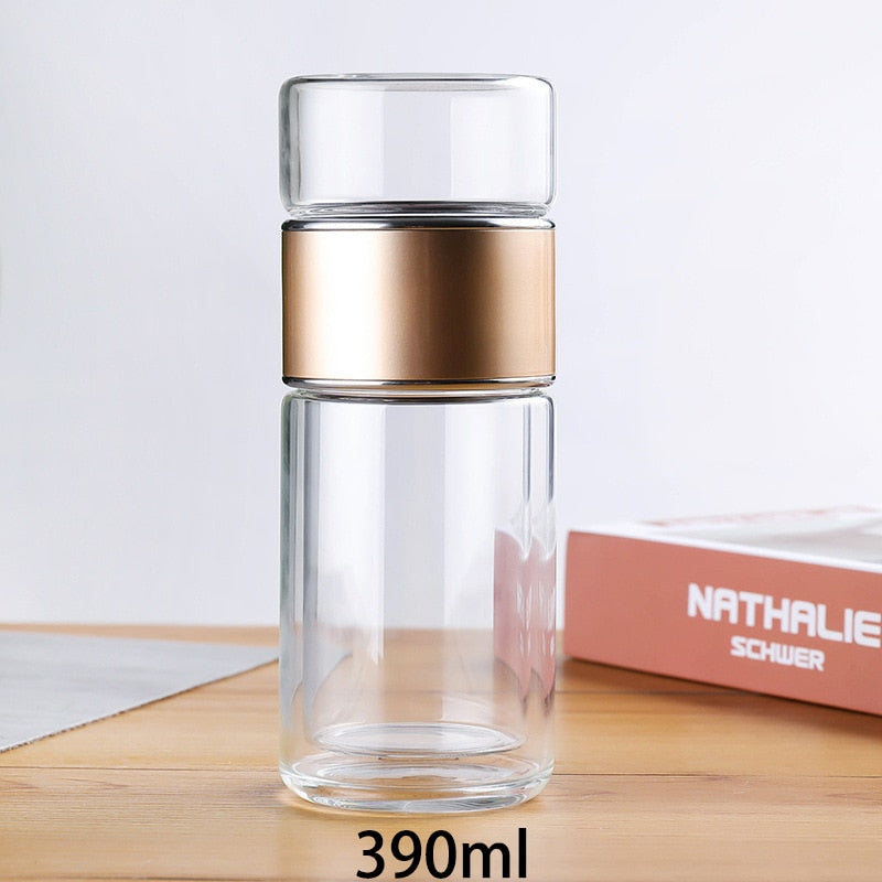 Double Glass Water Bottle | Tea Water Separation | Tea Kettle Cup