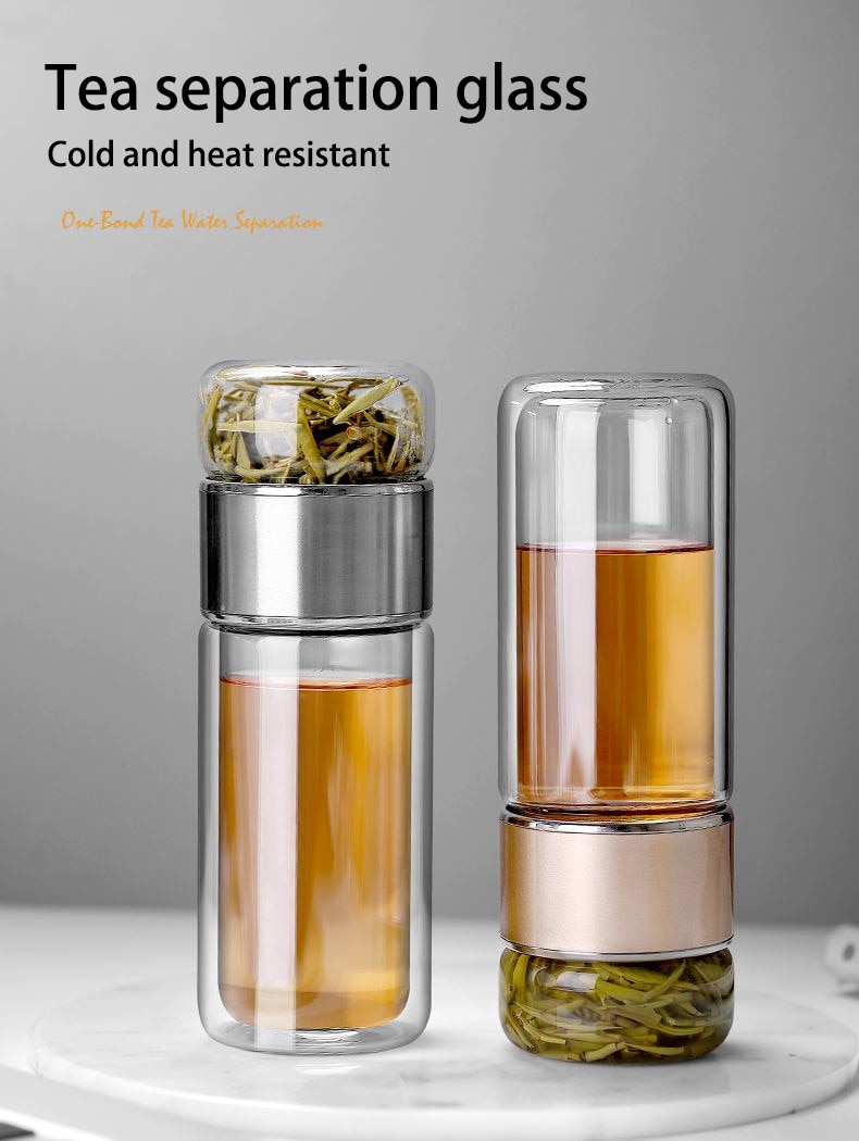 Double Glass Water Bottle | Tea Water Separation | Tea Kettle Cup