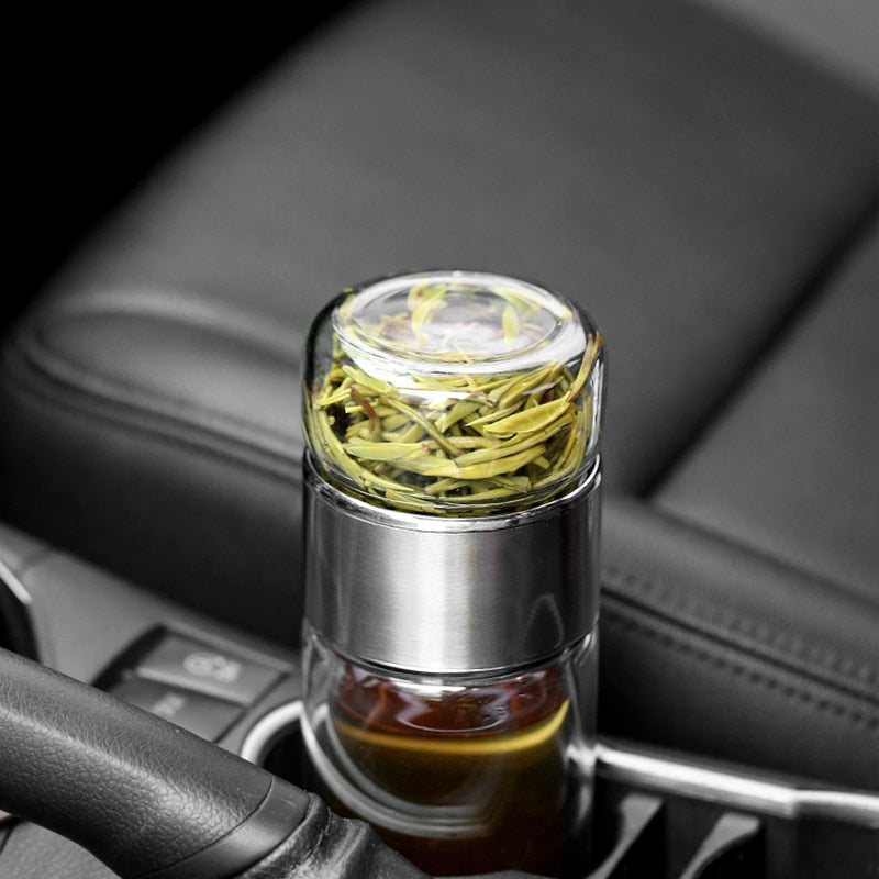 Double Glass Water Bottle | Tea Water Separation | Tea Kettle Cup