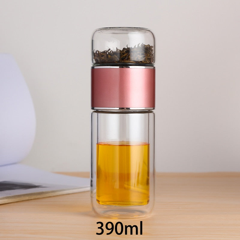 Double Glass Water Bottle | Tea Water Separation | Tea Kettle Cup