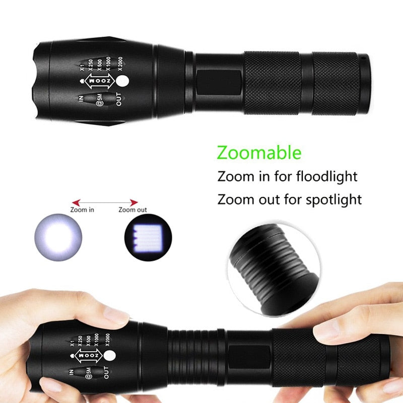 ZK20 8000LM Powerful Waterproof LED Flashlight Portable LED Camping Lamp Torch Lights Lanternas Self Defense Tactical Flashlight
