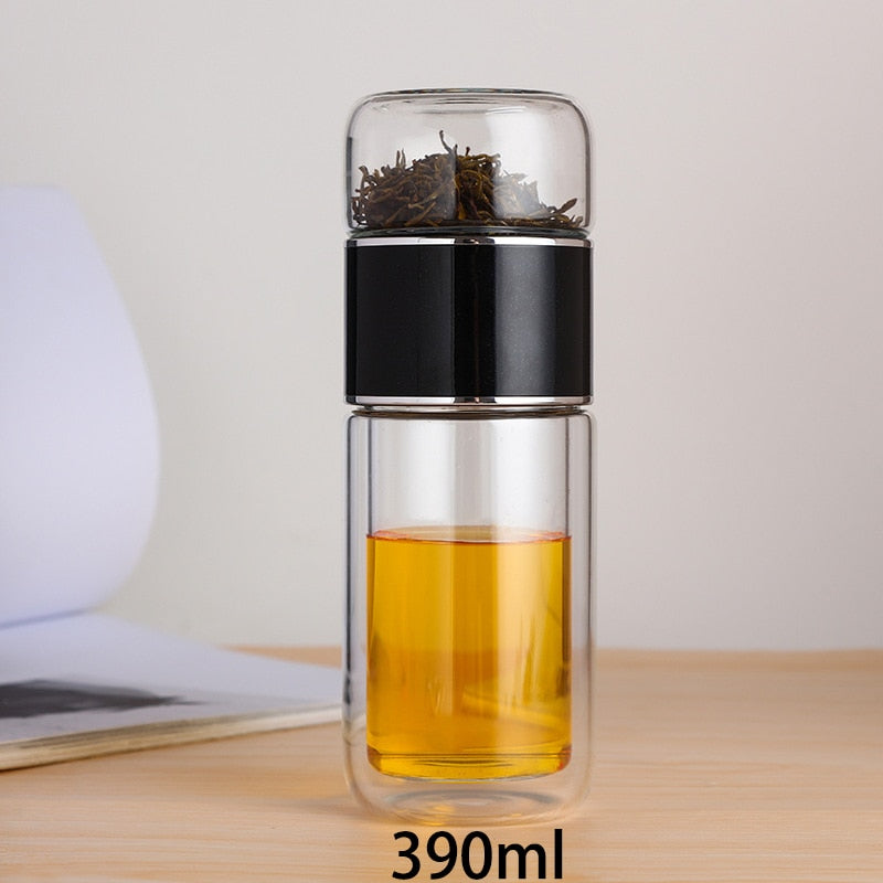 Double Glass Water Bottle | Tea Water Separation | Tea Kettle Cup