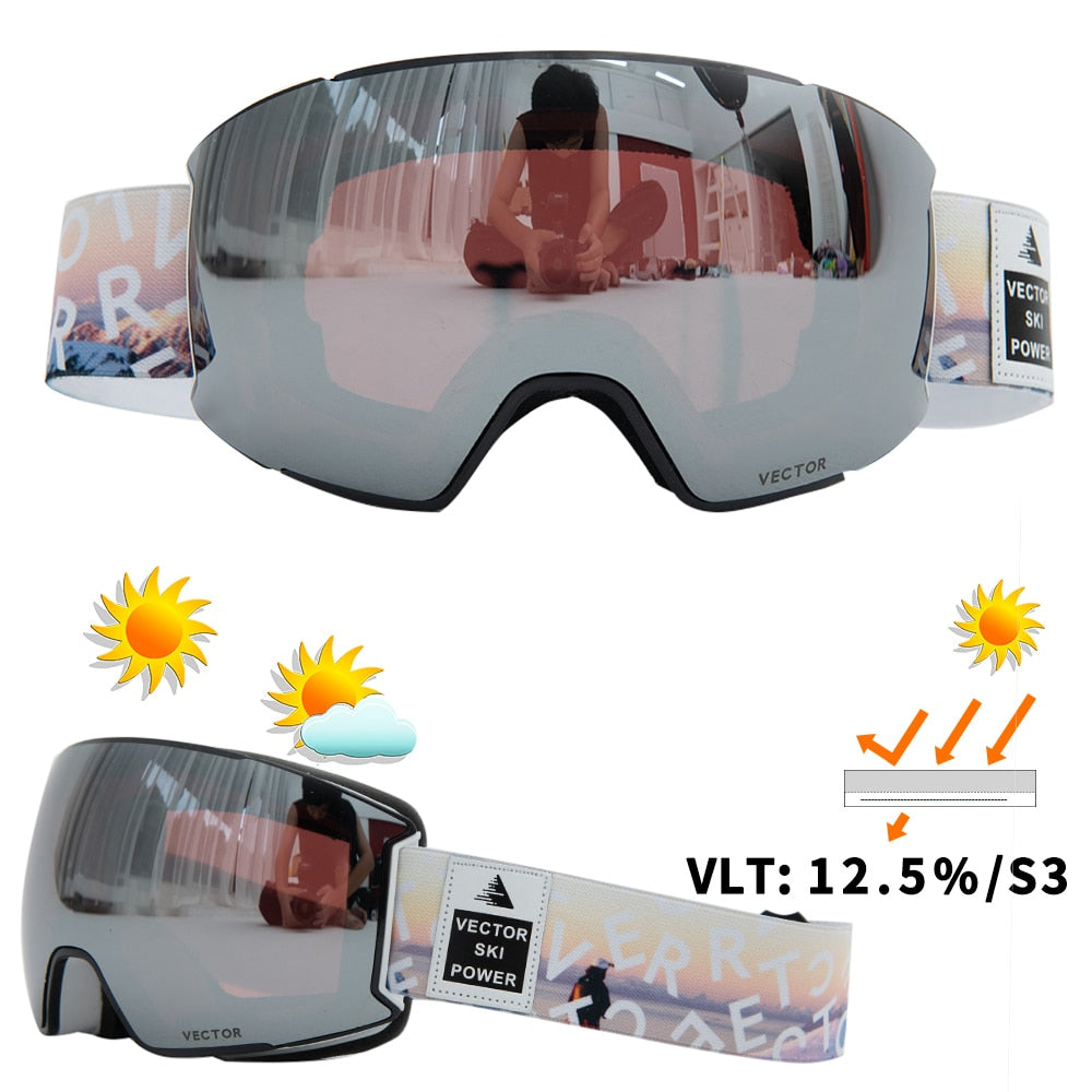 OTG Ski Goggles Snow Glasses Men UV400 Anti-fog Coatings Snowmobile Snowboard Skiing Women Sunglasses Outdoor Winter Sport 2020
