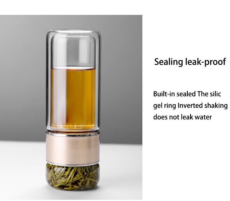Double Glass Water Bottle | Tea Water Separation | Tea Kettle Cup