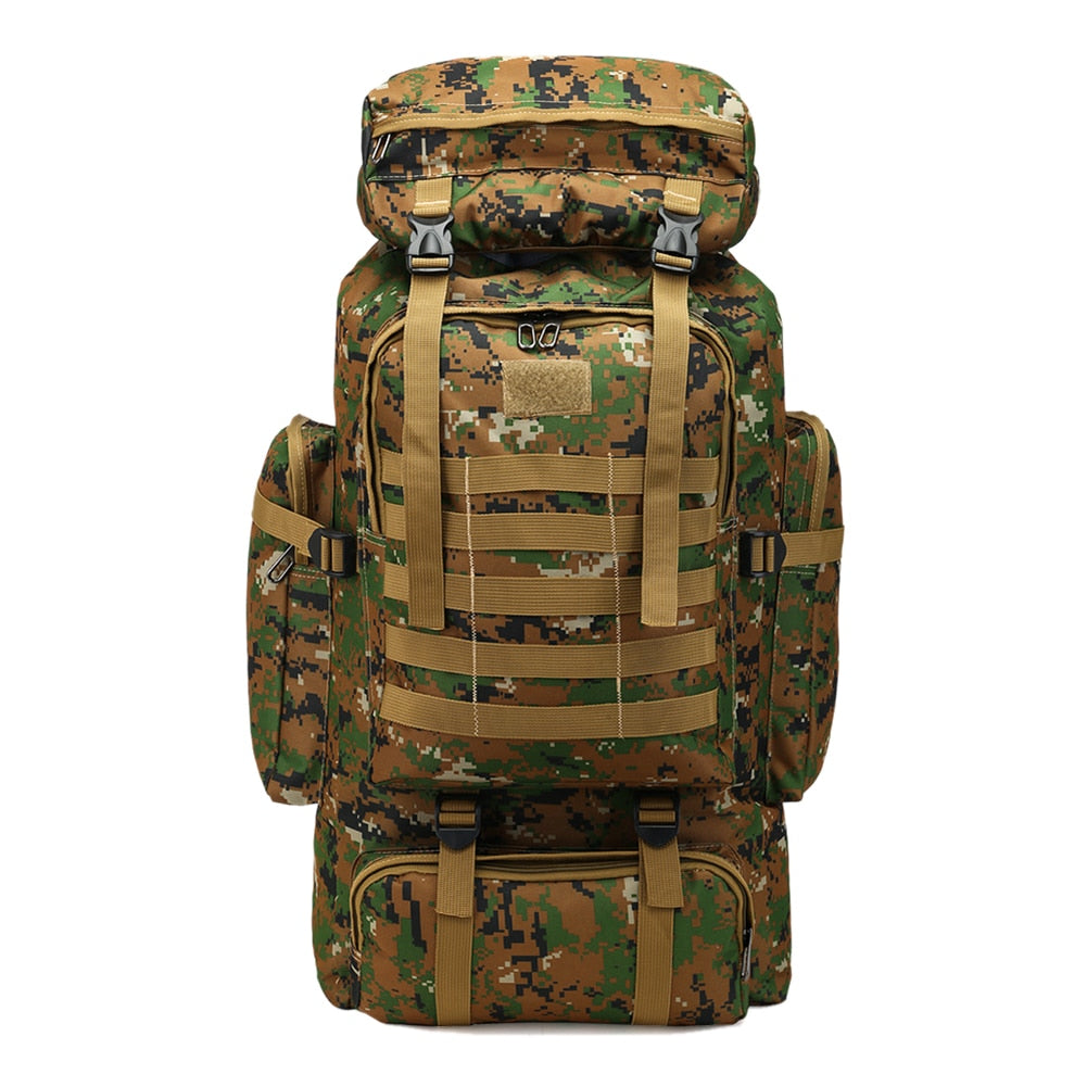 70L Military Backpack Tactical Canvas Army Bag Outdoor Molle Camouflage Travel Hiking Camping Rucksack Mochila Militar XA258D