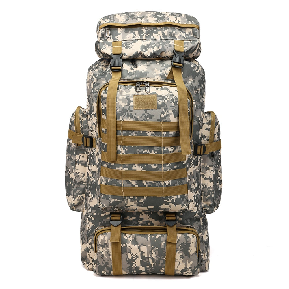 70L Military Backpack Tactical Canvas Army Bag Outdoor Molle Camouflage Travel Hiking Camping Rucksack Mochila Militar XA258D