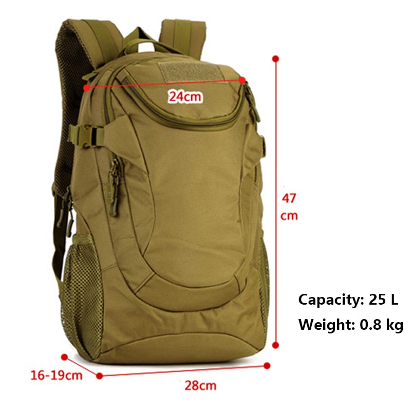25L Military Backpack Tactical Bag Men Outdoor Sports Backpack Waterproof 14" Laptop Bag Tourist Hiking Camping Rucksack S401
