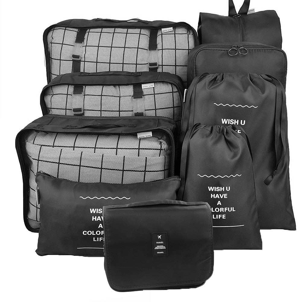 8 pieces Waterproof Travel Bags | Clothes Luggage Organizer