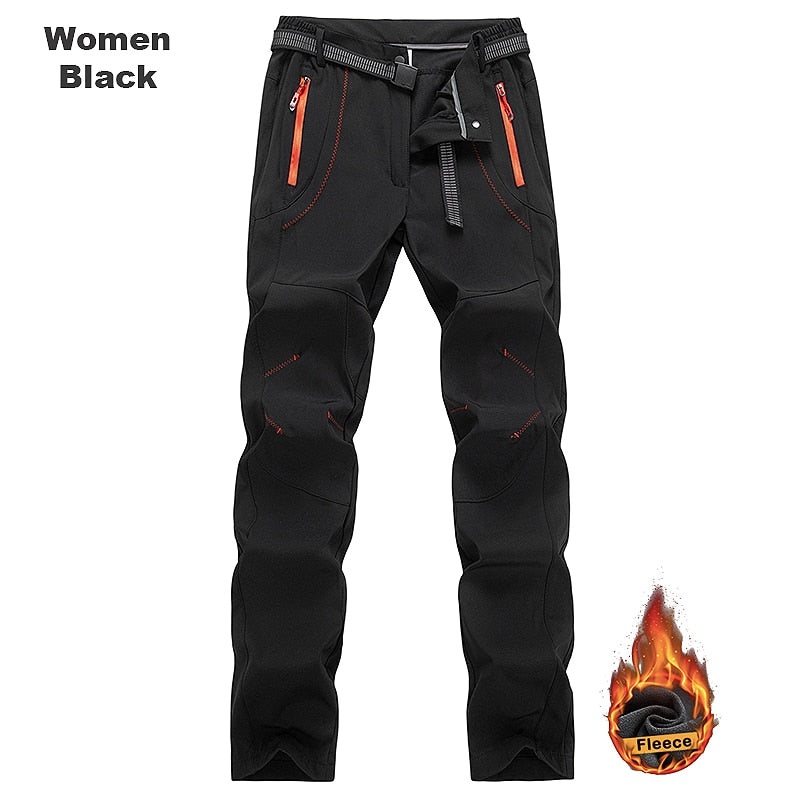 LNGXO Thick Warm Fleece Winter Pants Women Waterproof Hiking Trekking Camping Skiing Soft Shell Pants Outdoor Windproof Trousers