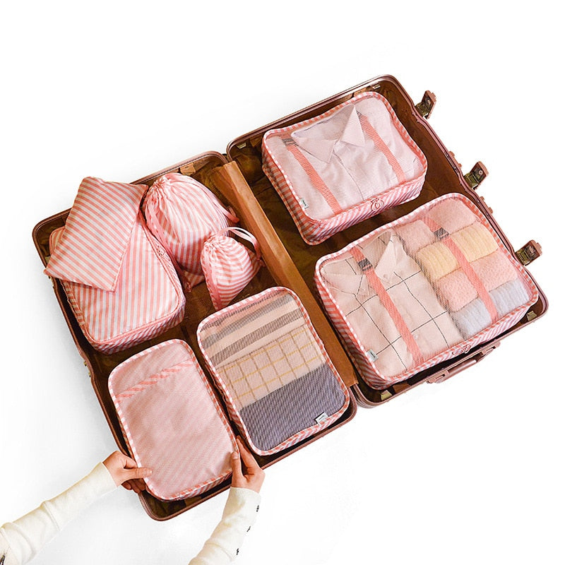 8 pieces Waterproof Travel Bags | Clothes Luggage Organizer