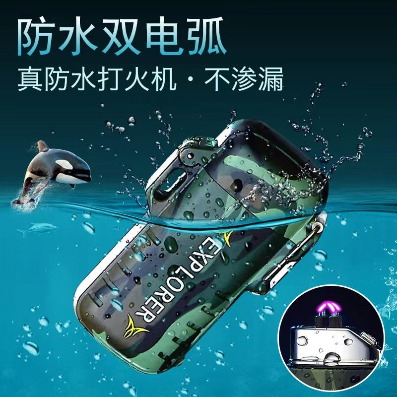 Outdoor Camouflage Waterproof USB Camping Lighter Electric Windproof