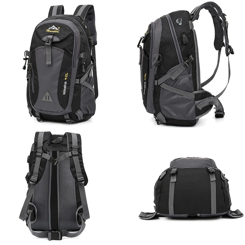 Men's Women's 40L Waterproof Backpack USB Climbing Travel Bag Men Outdoor Sports Camping Hiking Backpack Pack For Male Female