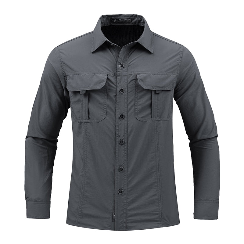 TACVASEN Men Quick Dry Tactical Long Sleeve Shirts With Pockets
