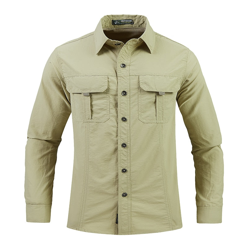 TACVASEN Men Quick Dry Tactical Long Sleeve Shirts With Pockets
