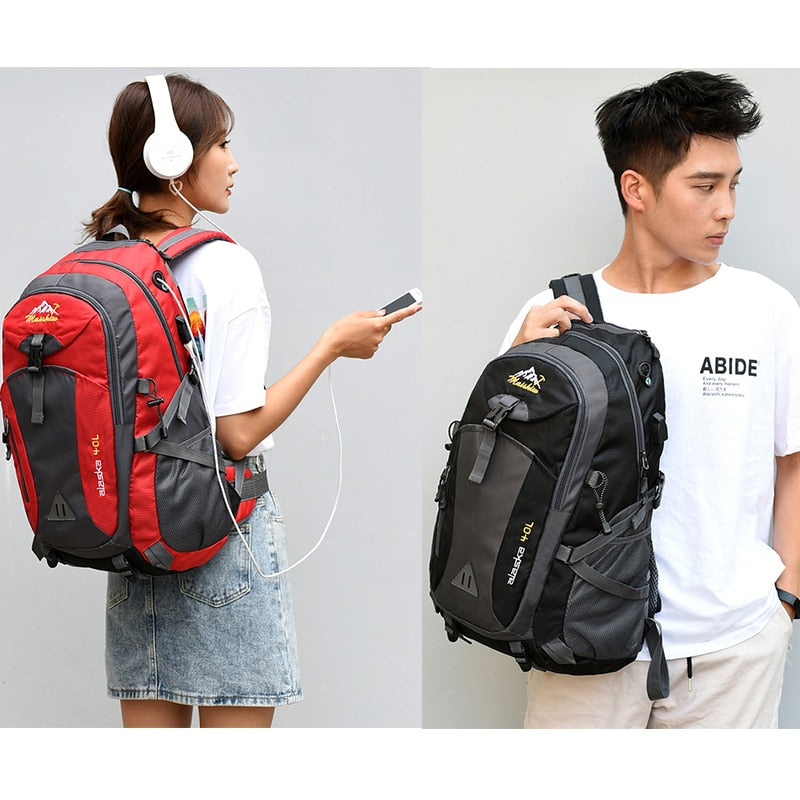 Men's Women's 40L Waterproof Backpack USB Climbing Travel Bag Men Outdoor Sports Camping Hiking Backpack Pack For Male Female