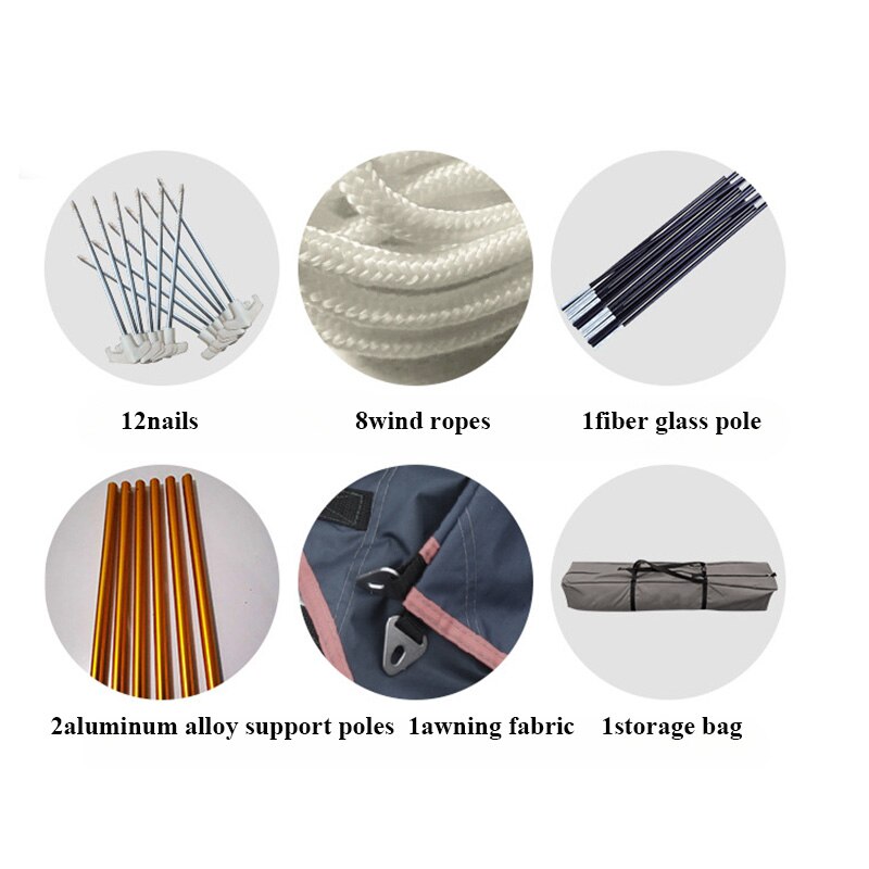 8+Persons Large Space Habib Tent Thickened Black Glue Coated Multi-function Barbecue Sunshade Sunscreen Rainproof Awning Canopy