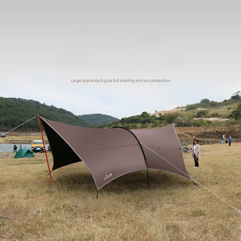 8+Persons Large Space Habib Tent Thickened Black Glue Coated Multi-function Barbecue Sunshade Sunscreen Rainproof Awning Canopy
