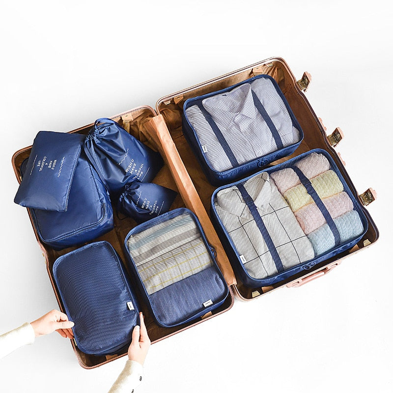 8 pieces Waterproof Travel Bags | Clothes Luggage Organizer