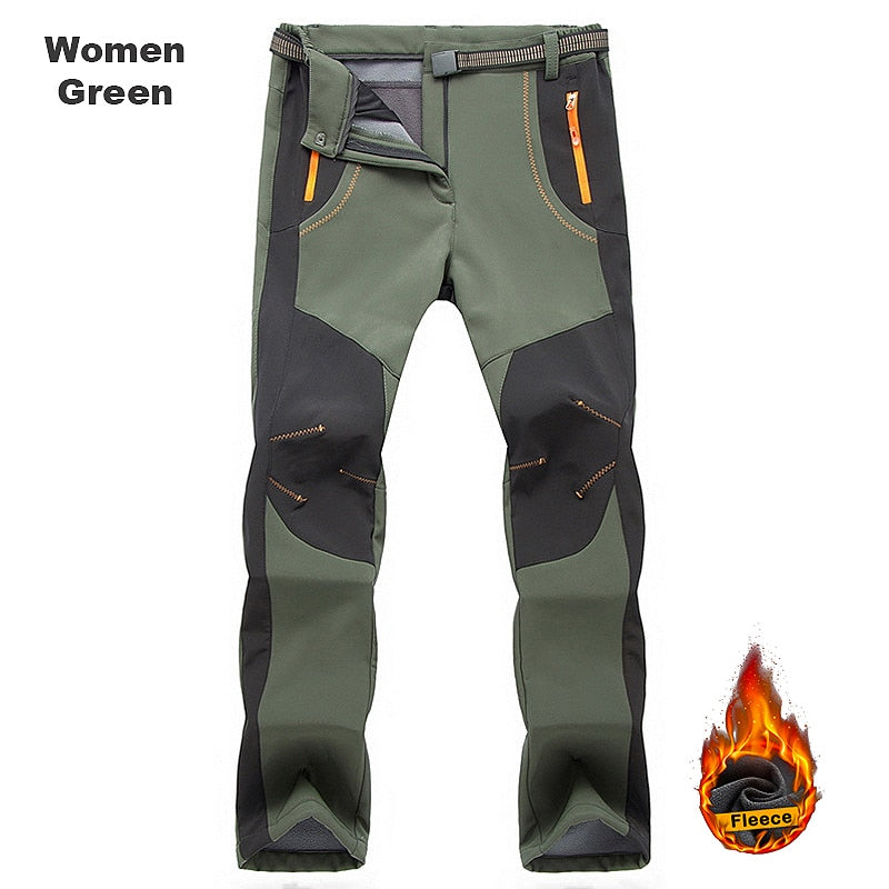 LNGXO Thick Warm Fleece Winter Pants Women Waterproof Hiking Trekking Camping Skiing Soft Shell Pants Outdoor Windproof Trousers