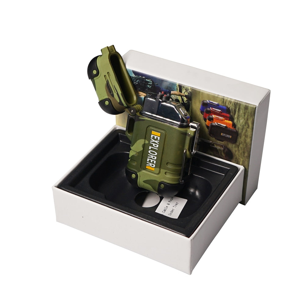 Outdoor Camouflage Waterproof USB Camping Lighter Electric Windproof