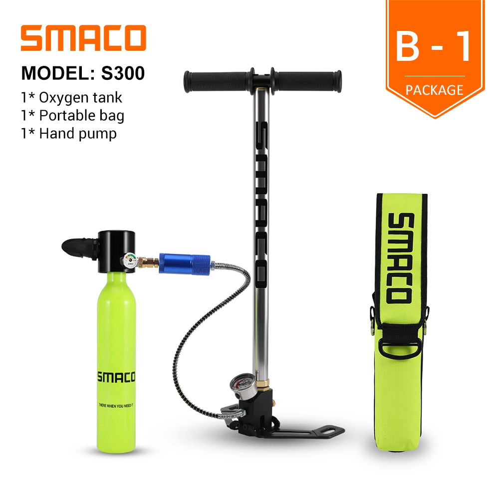 SMACO Mini Scuba Diving Tank Equipment, Dive Cylinder with 8 Minutes Capability, 0.5 Litre Capacity with Refillable Design