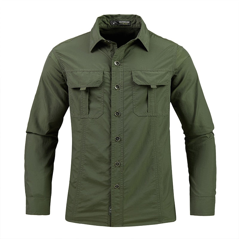 TACVASEN Men Quick Dry Tactical Long Sleeve Shirts With Pockets