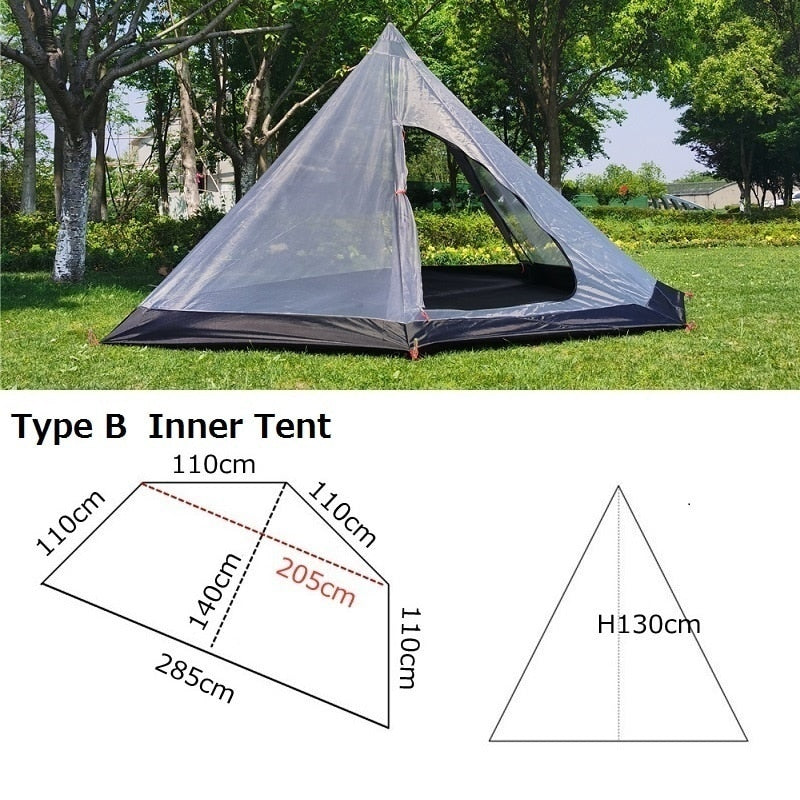 Ultralight Pyramid Tent with stove pipe hole