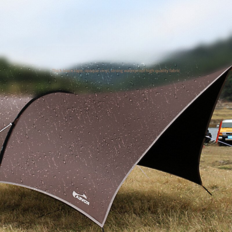 8+Persons Large Space Habib Tent Thickened Black Glue Coated Multi-function Barbecue Sunshade Sunscreen Rainproof Awning Canopy