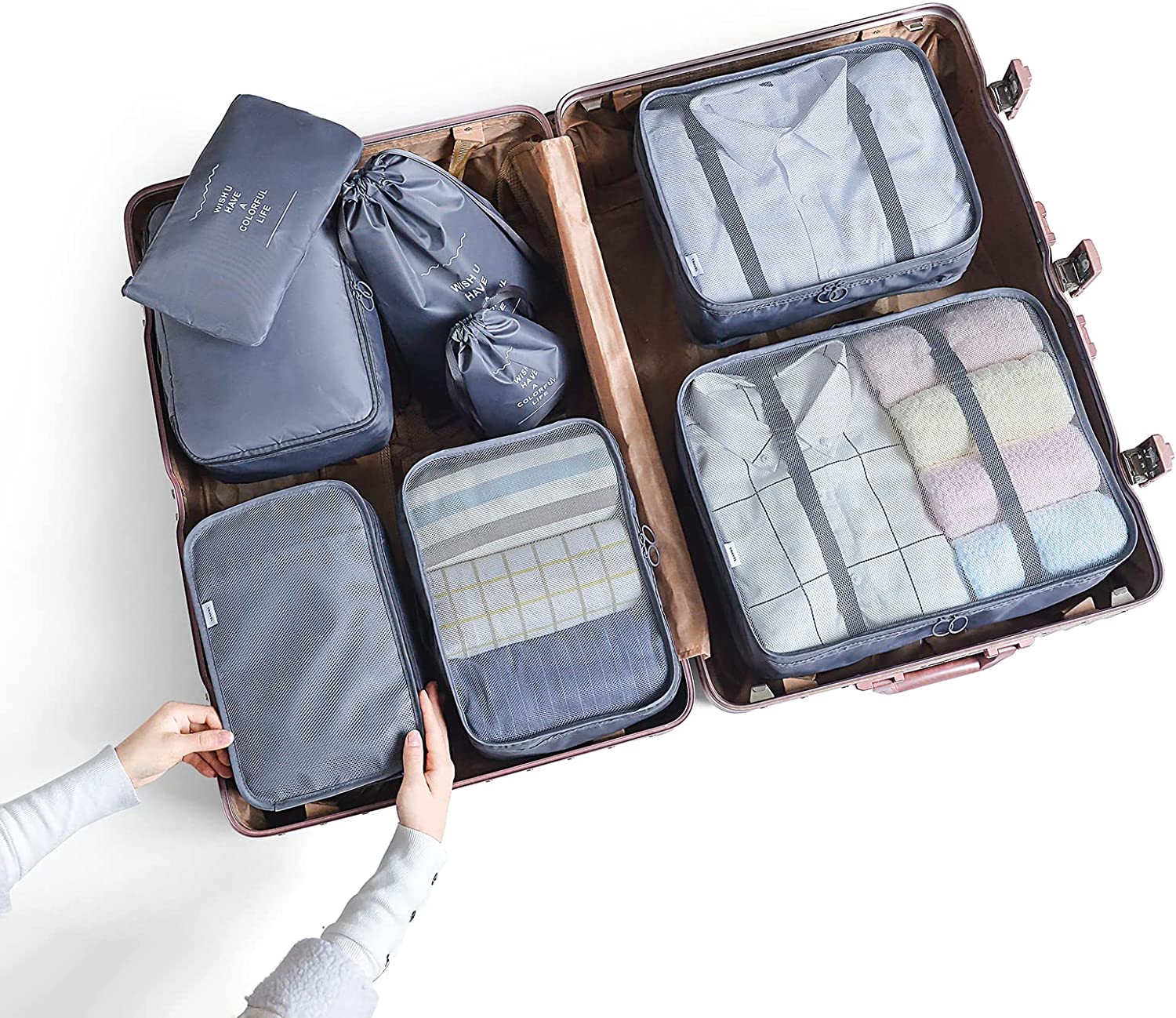 8 pieces Waterproof Travel Bags | Clothes Luggage Organizer