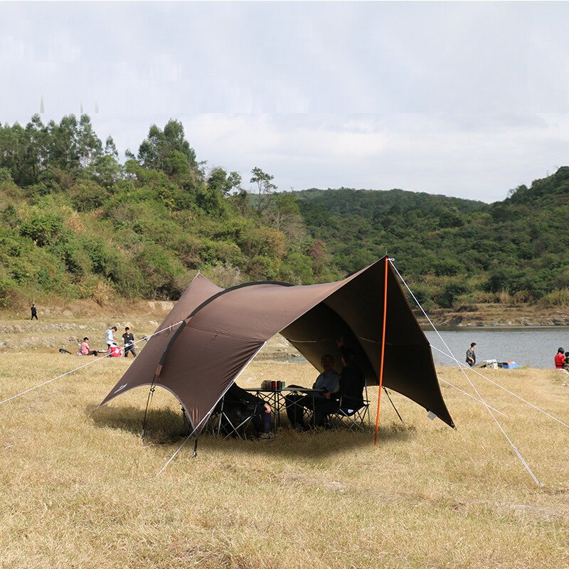 8+Persons Large Space Habib Tent Thickened Black Glue Coated Multi-function Barbecue Sunshade Sunscreen Rainproof Awning Canopy