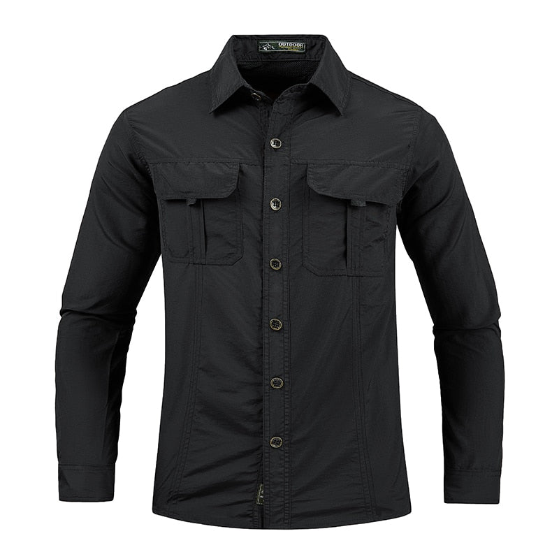 TACVASEN Men Quick Dry Tactical Long Sleeve Shirts With Pockets
