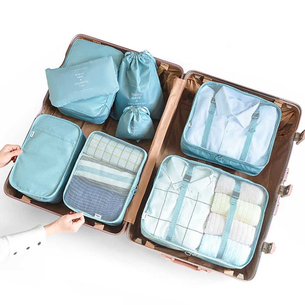 8 pieces Waterproof Travel Bags | Clothes Luggage Organizer