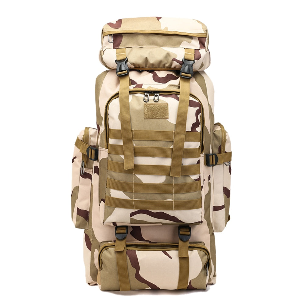 70L Military Backpack Tactical Canvas Army Bag Outdoor Molle Camouflage Travel Hiking Camping Rucksack Mochila Militar XA258D