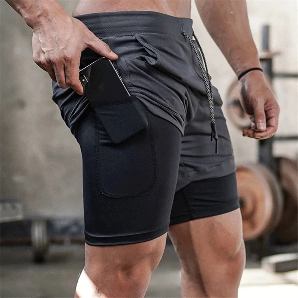 2021 Summer Running Shorts Men 2 in 1 Sports Jogging