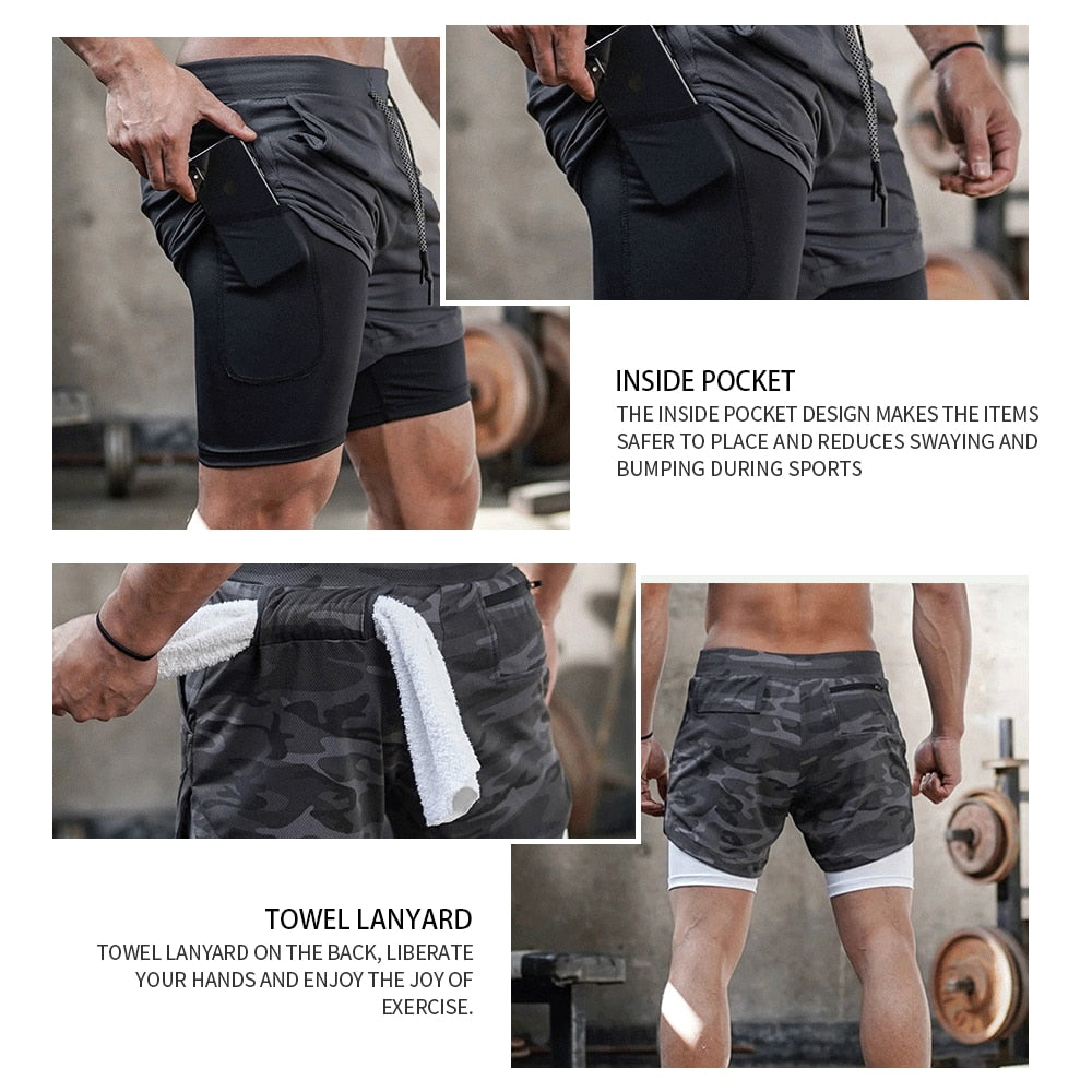2021 Summer Running Shorts Men 2 in 1 Sports Jogging