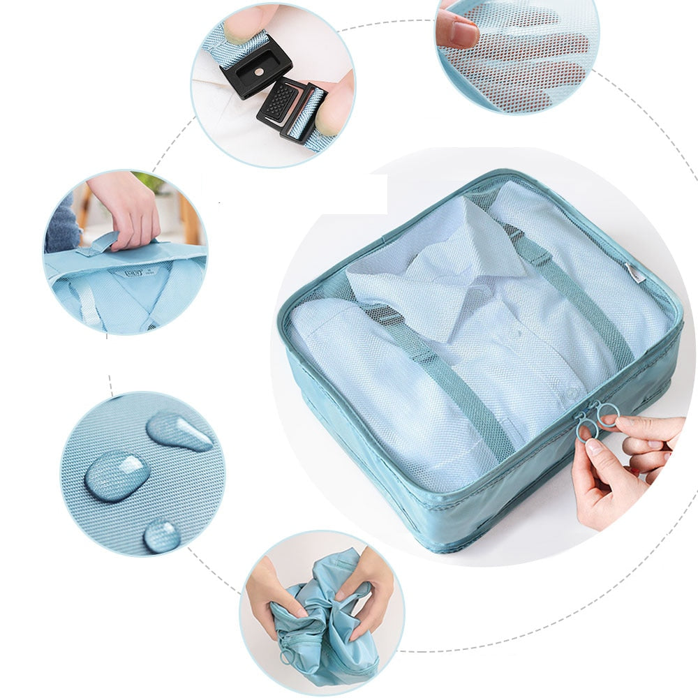 8 pieces Waterproof Travel Bags | Clothes Luggage Organizer