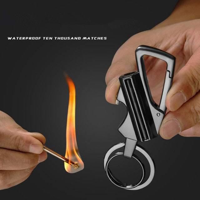 Keychain Flint Fire Starter | Lighters Carabiner Match Striker