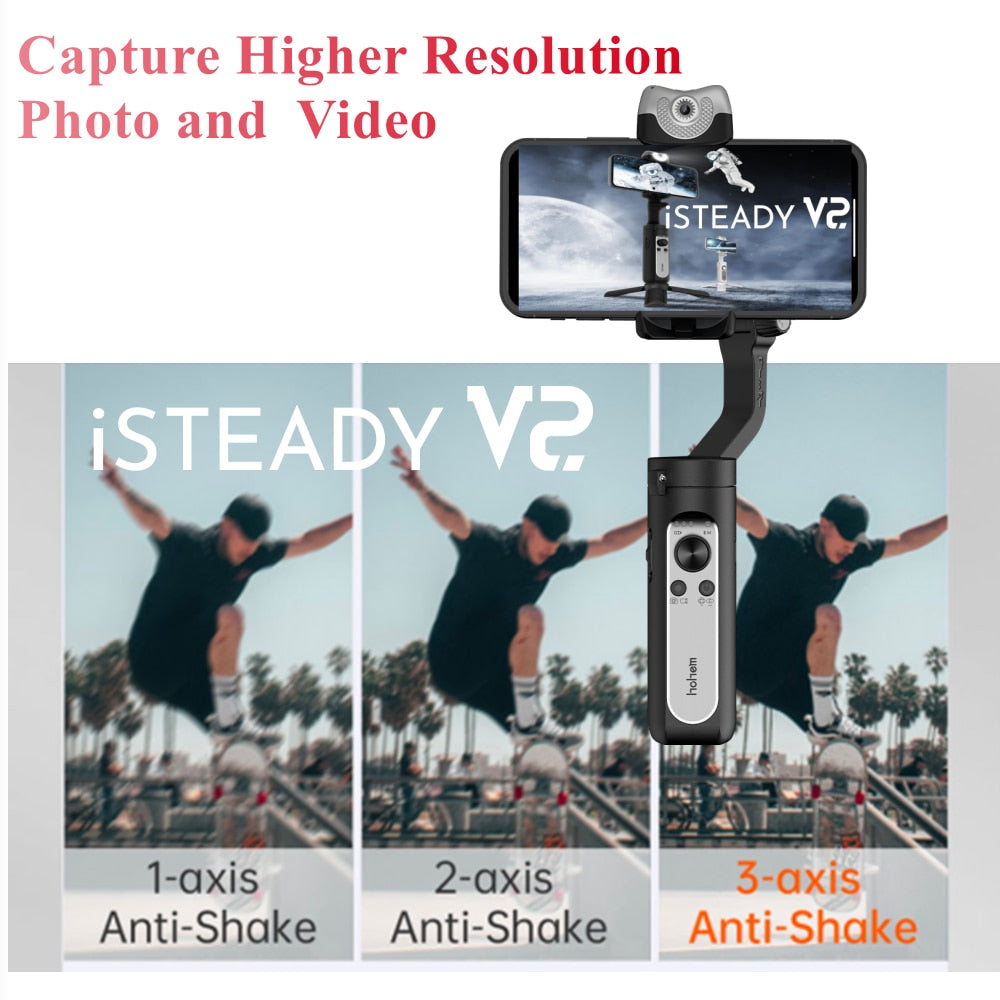 Hohem iSteady V2 AI Tracking Gimbal 3-Axis Foldable Handheld 259g Gesture Control Stabilizer Creative Vlog for iPhone13 Pro/Max