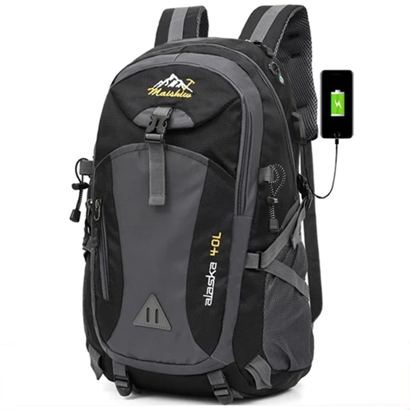 Men's Women's 40L Waterproof Backpack USB Climbing Travel Bag Men Outdoor Sports Camping Hiking Backpack Pack For Male Female