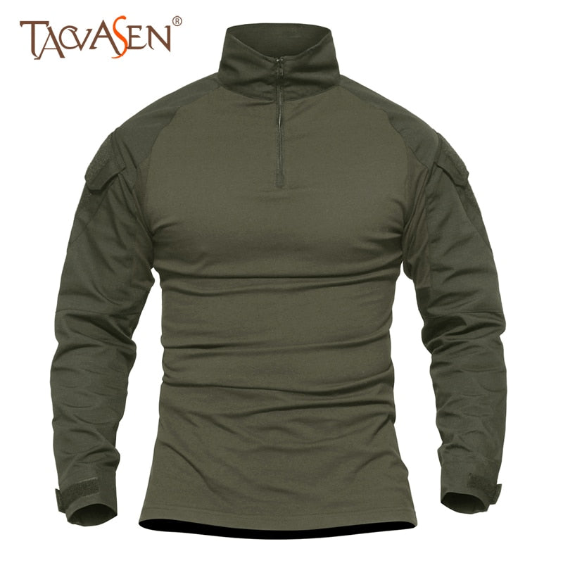 TACVASEN Long Sleeve Tactical T Shirt for Men | Camouflage Khaki Shirts