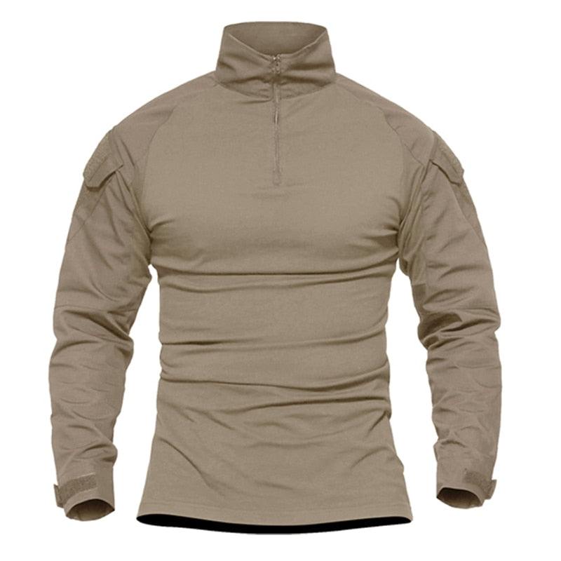 TACVASEN Long Sleeve Tactical T Shirt for Men | Camouflage Khaki Shirts