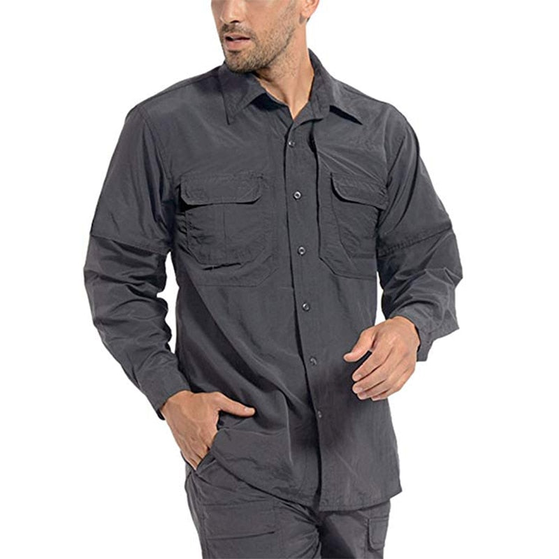 TACVASEN Men Quick Dry Tactical Long Sleeve Shirts With Pockets