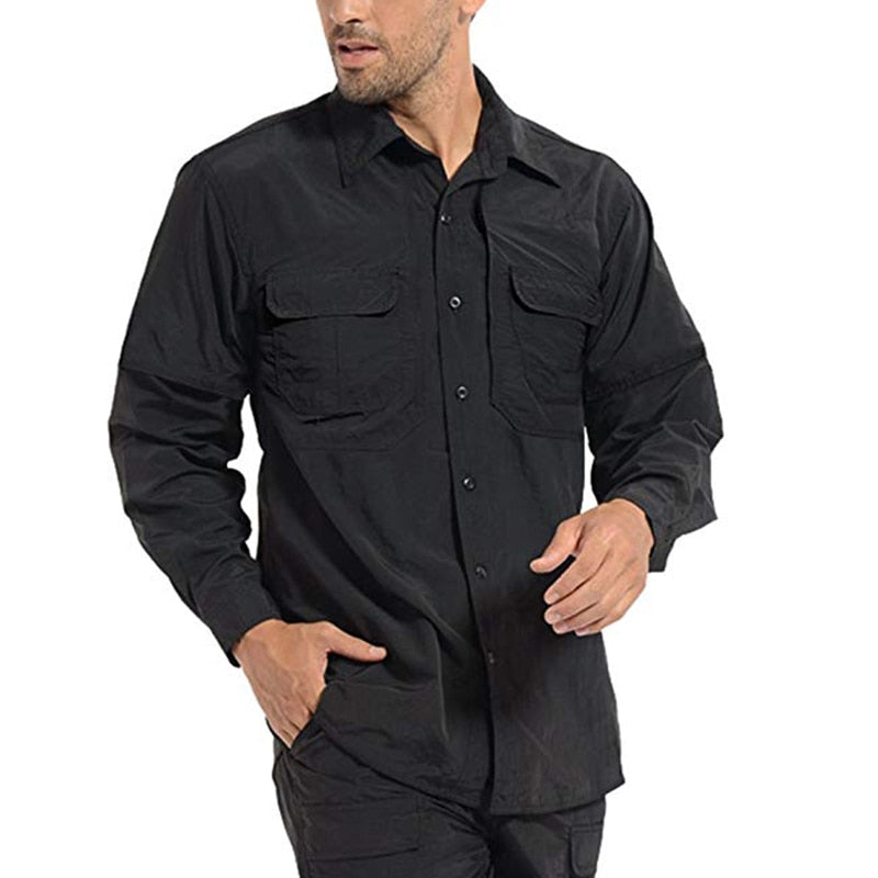 TACVASEN Men Quick Dry Tactical Long Sleeve Shirts With Pockets