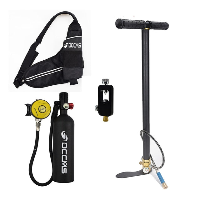 DCCMS mini diving tank 4 in 1 with air pump 1000 ml oxygen cylinder diving respirator scuba diving equipment set