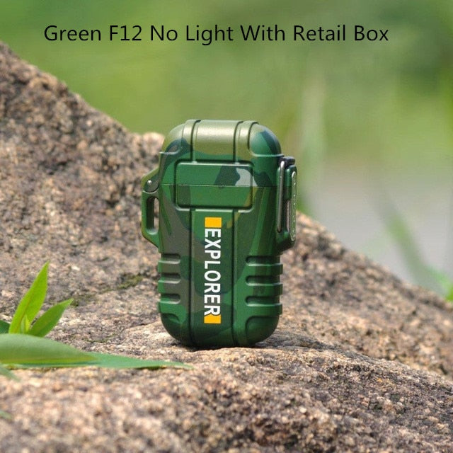 Outdoor Camouflage Waterproof USB Camping Lighter Electric Windproof