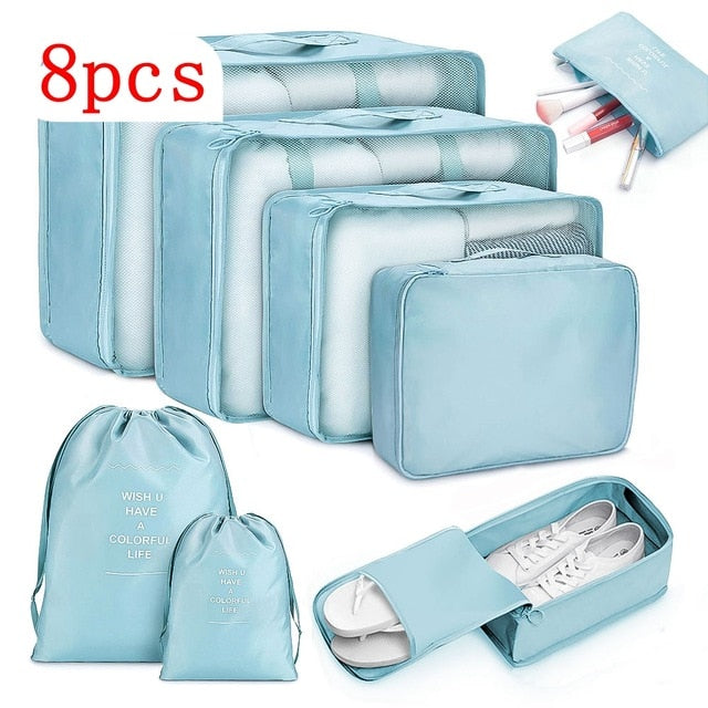 8 pieces Waterproof Travel Bags | Clothes Luggage Organizer