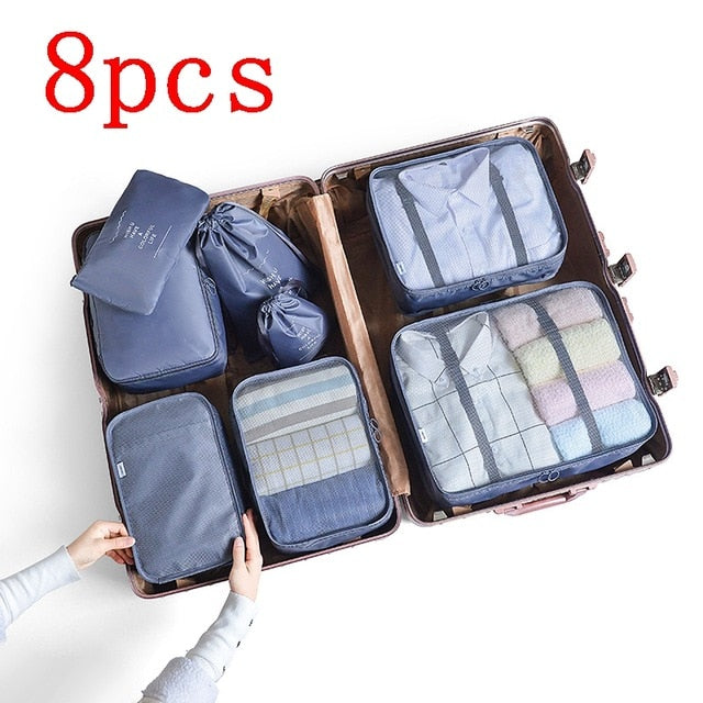 8 pieces Waterproof Travel Bags | Clothes Luggage Organizer