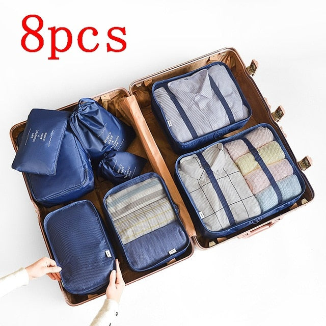 8 pieces Waterproof Travel Bags | Clothes Luggage Organizer