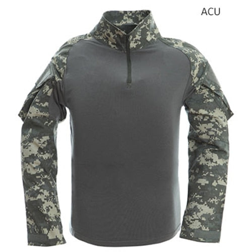 TACVASEN Long Sleeve Tactical T Shirt for Men | Camouflage Khaki Shirts